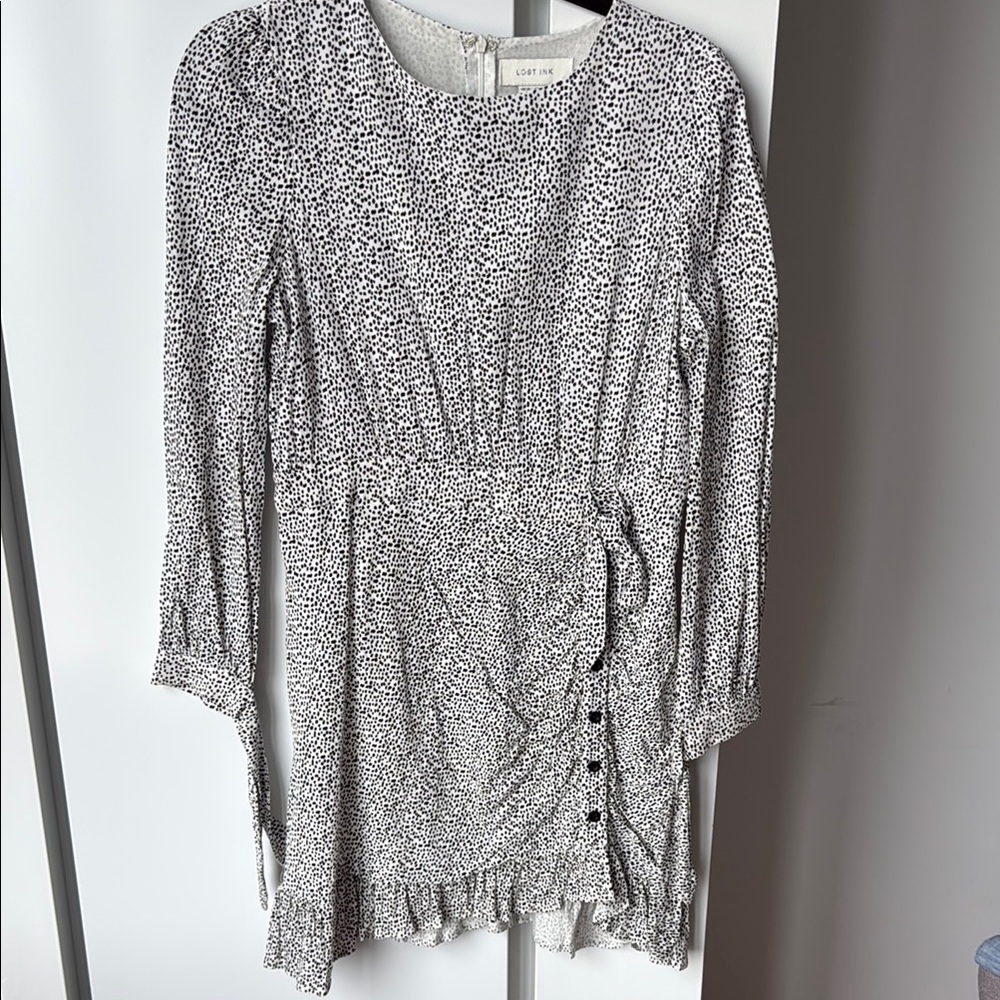 Gray Long Sleeve Crew Neck Mini Dress